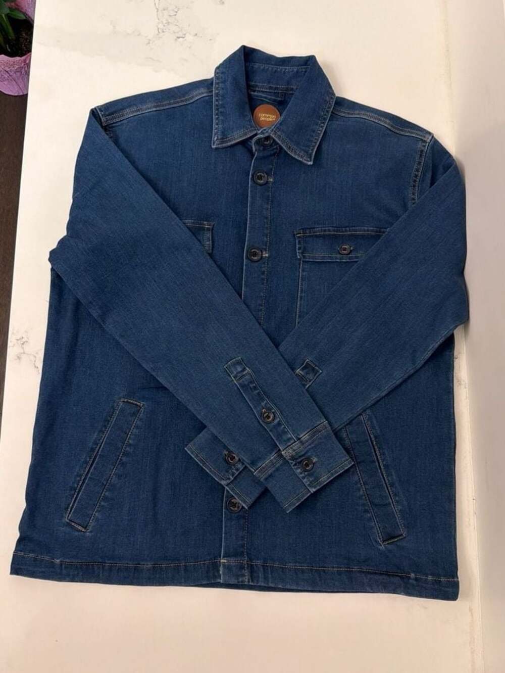 Common People Wright Denim 4Pkt Shirt Mid Blue Jacket